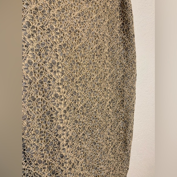Zara Sz Med Slip Dress Beige Gray (Grey) Crochet Floral Low Back Mini Vneck - Picture 5 of 10